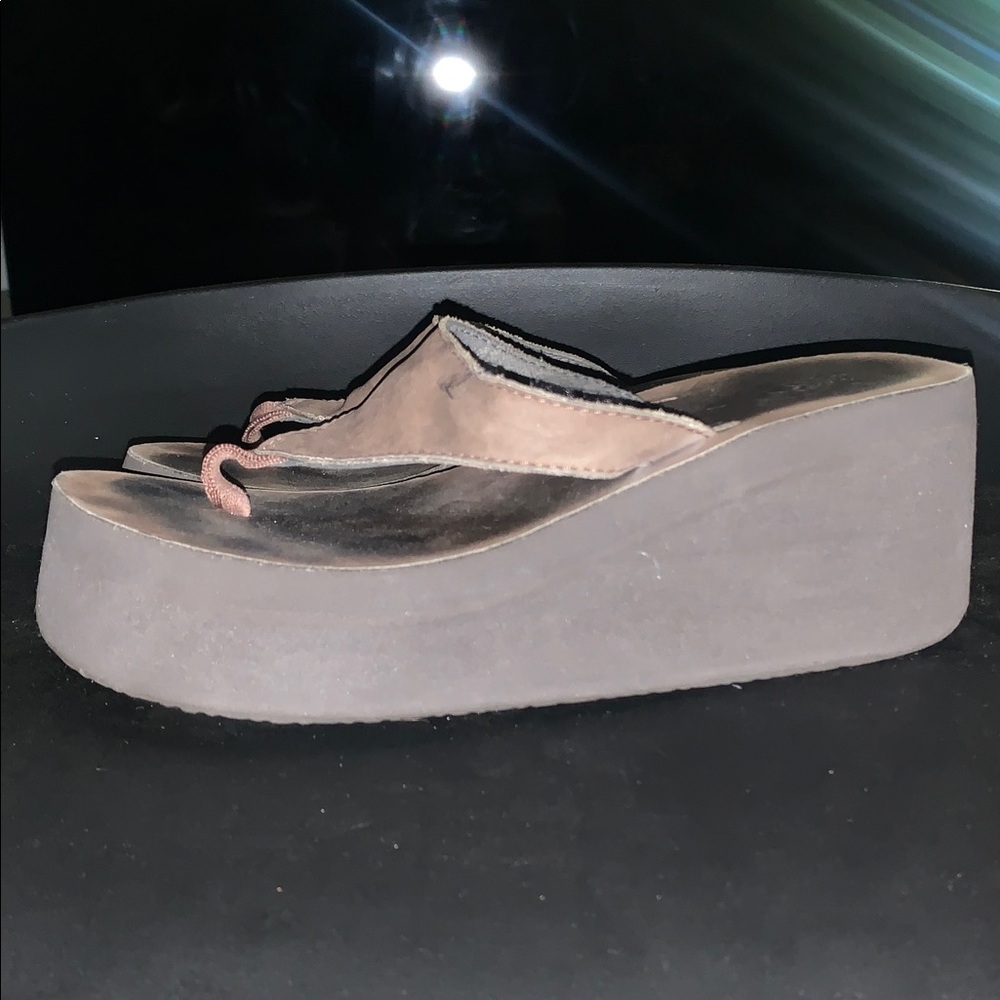 Reef y2k brown slip on platforms size
